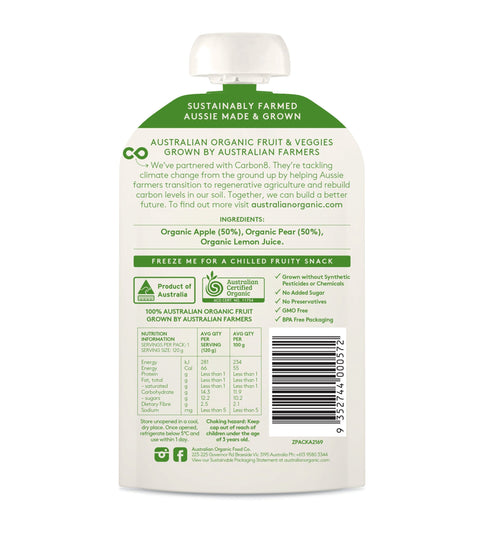 Australian Organic Food Co Fruit Puree - Apple & Pear