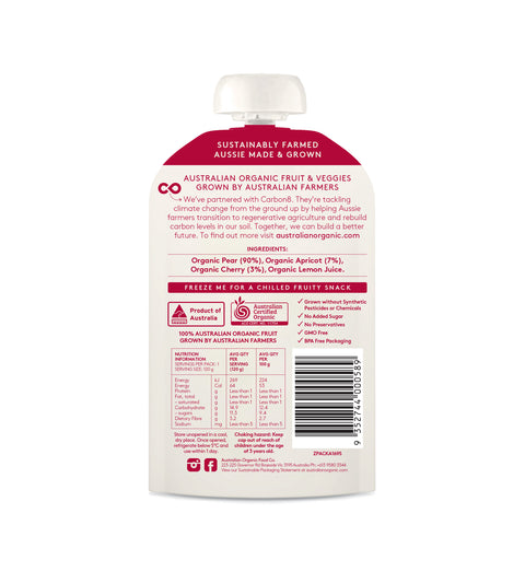 Australian Organic Food Co Fruit Puree - Pear, Apricot & Cherry
