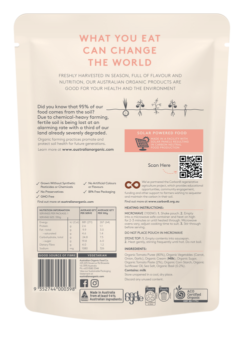 Australian Organic Food Co Tomato & Basil Soup