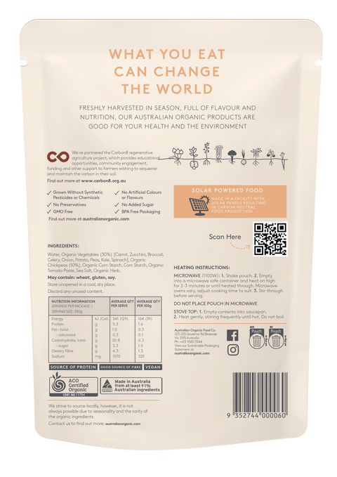 Australian Organic Food Co Chickpea & Vegetable Soup