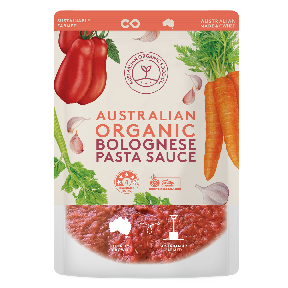Australian Organic Food Co Tomato Bolognese Pasta Sauce AUS PANTRY