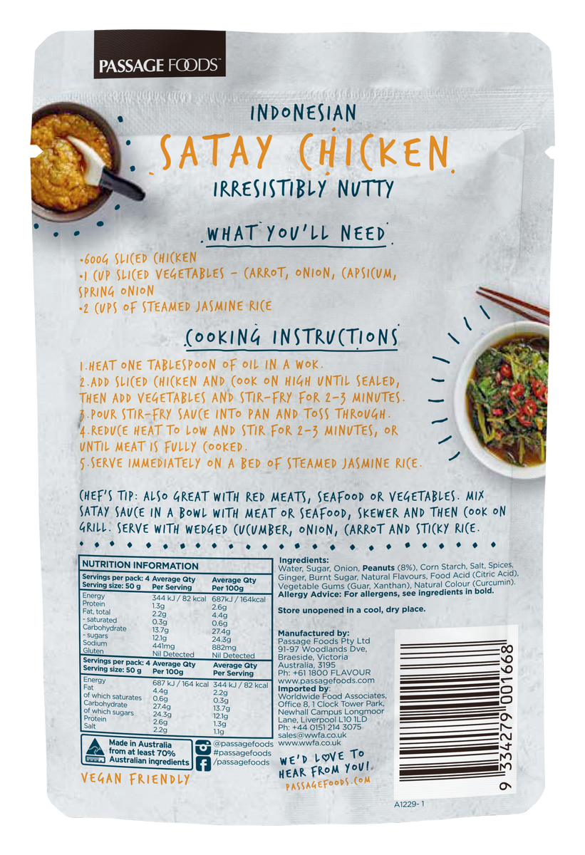 Passage to Asia Satay Chicken StirFry Sauce AUS PANTRY