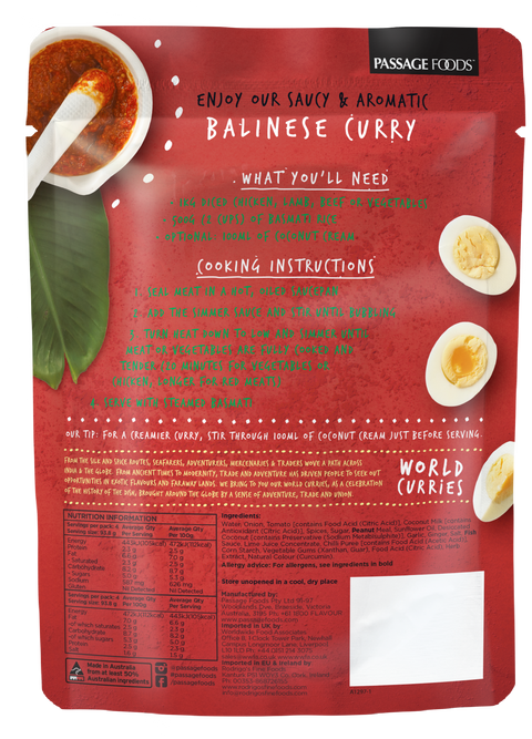 Passage to India (World Curries) Balinese Curry Simmer Sauce