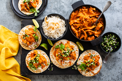 Slow Cook Butter Chicken Naan Tacos