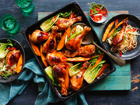 Teriyaki Chicken Drumstick And Vegetable Tray Bake