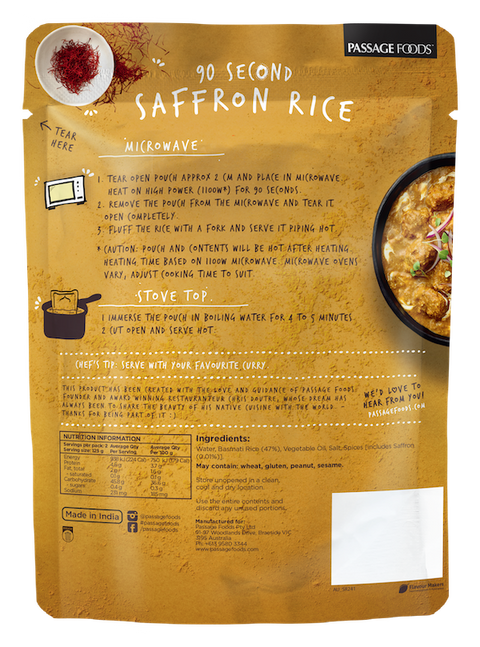 Passage to India - 90 Second Saffron Rice
