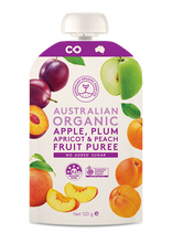 Load image into Gallery viewer, Australian Organic Food Co Fruit Puree - Apple, Plum, Apricot &amp; Peach
