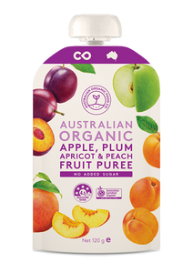Australian Organic Food Co Fruit Puree - Apple, Plum, Apricot & Peach