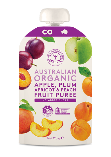 Australian Organic Food Co Fruit Puree - Apple, Plum, Apricot & Peach