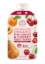Load image into Gallery viewer, Australian Organic Food Co Fruit Puree - Pear, Apricot &amp; Cherry
