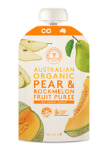 Load image into Gallery viewer, Australian Organic Food Co Fruit Puree - Pear &amp; Rockmelon
