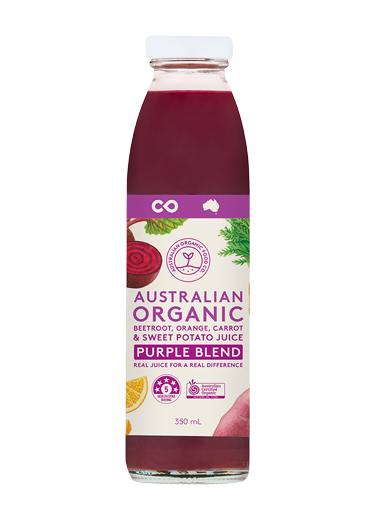 Australian Organic Food Co Purple Blend - Beetroot, Orange, Carrot, Sweet Potato Juice BEST BEFORE MARCH 7 2024